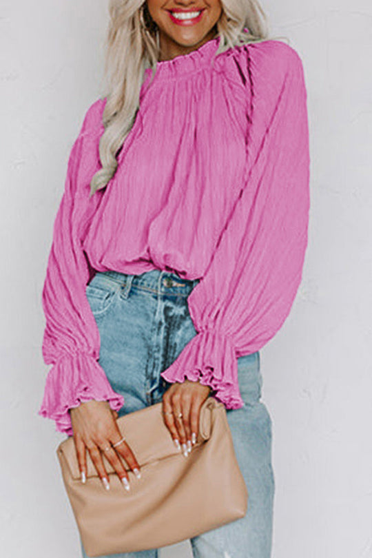 Heidi-Mode | Rundhals Volantärmel Bluse