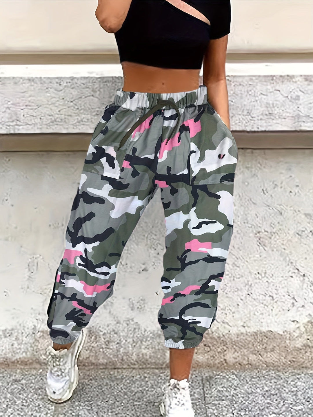 Heidi-Mode | Damen Camo Jogger Trainingshose mit Taschen