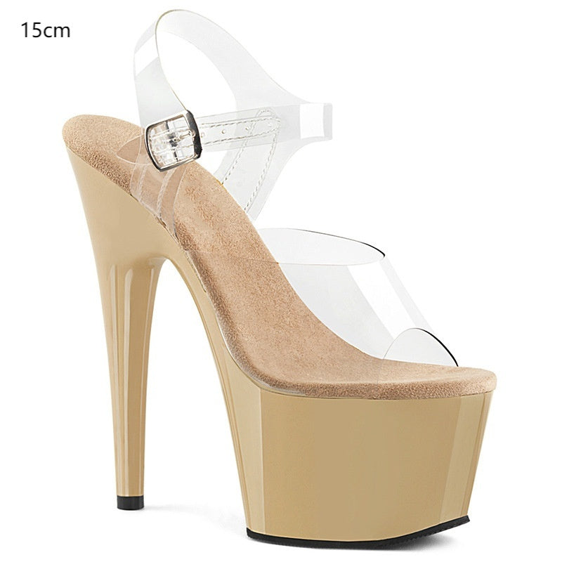 Heidi-Mode | 17Cm Stiletto-Absatz Pole Dance Schuhe Schnalle Peep Toe Sandalen Wasserdichte Plattform Nacht Show Catwalk Show High Heels