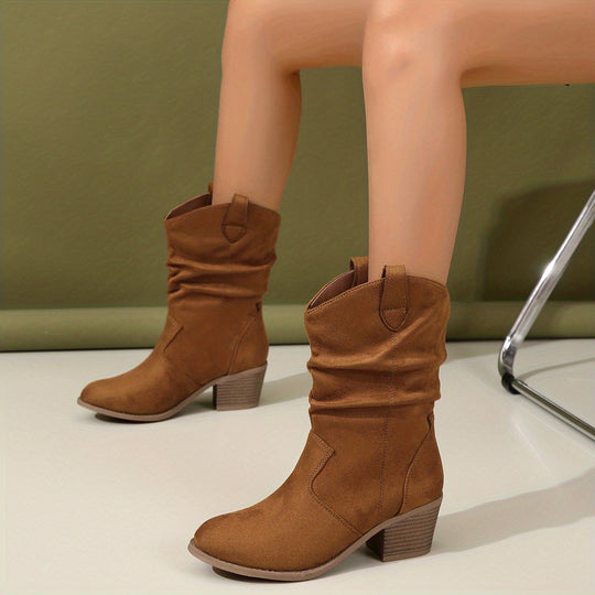 Heidi-Mode | Damen Slouch Westernstiefel mit Blockabsatz