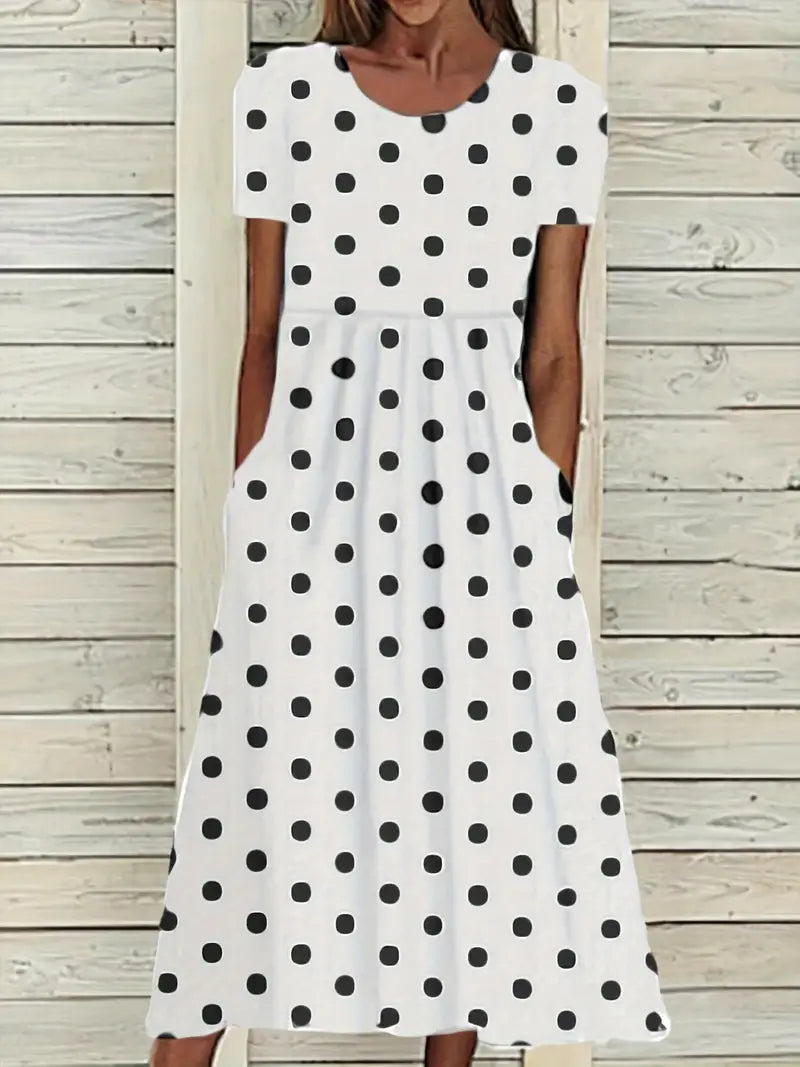 – midikleid mit polka dots für frühling/sommer