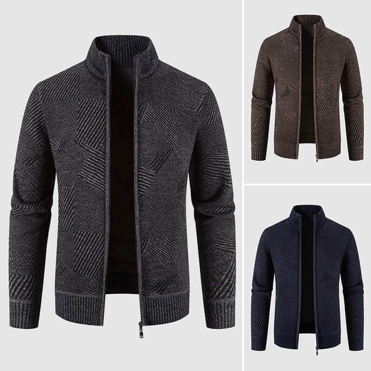 Heidi-Mode | Herren geometrisches Strick-Cardigan-Jacke
