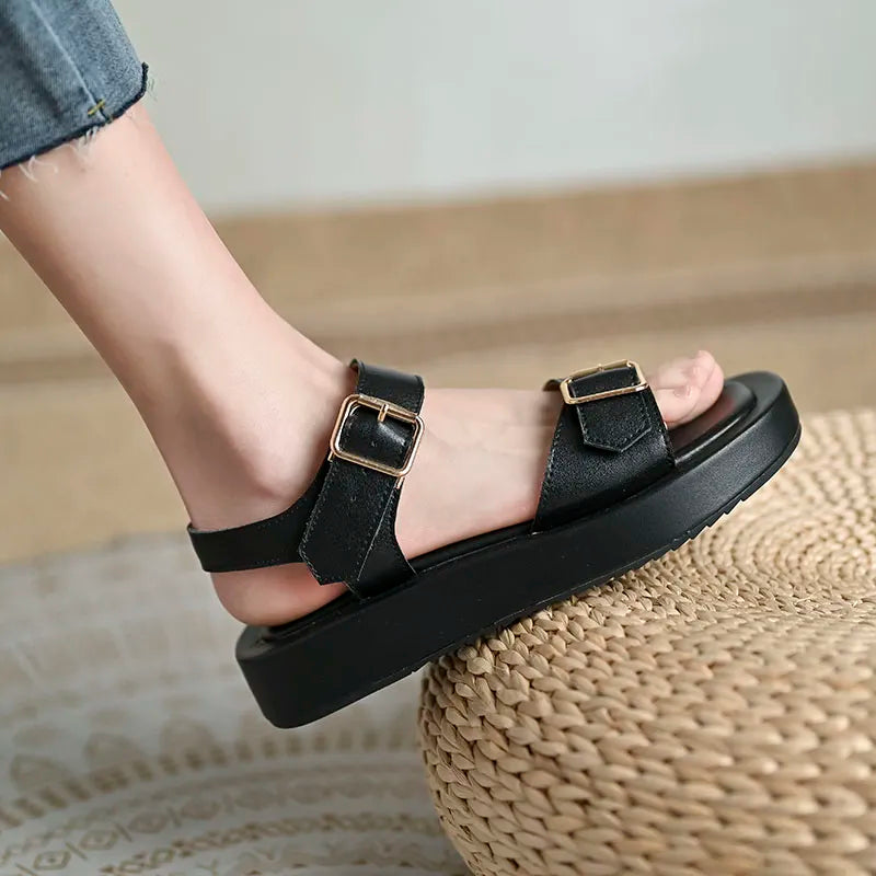 Heidi-Mode | Neue Sommerschuhe mit Flachen Schnallen und Plattformen für Frauen