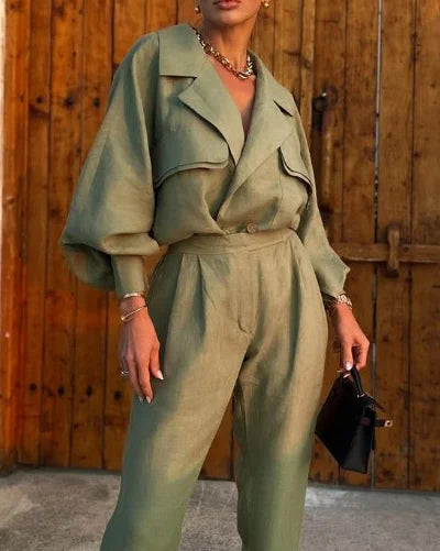 Heidi-Mode | Damen Eleganter Leichter Anzug mit Revers und Handgefertigter Qualität