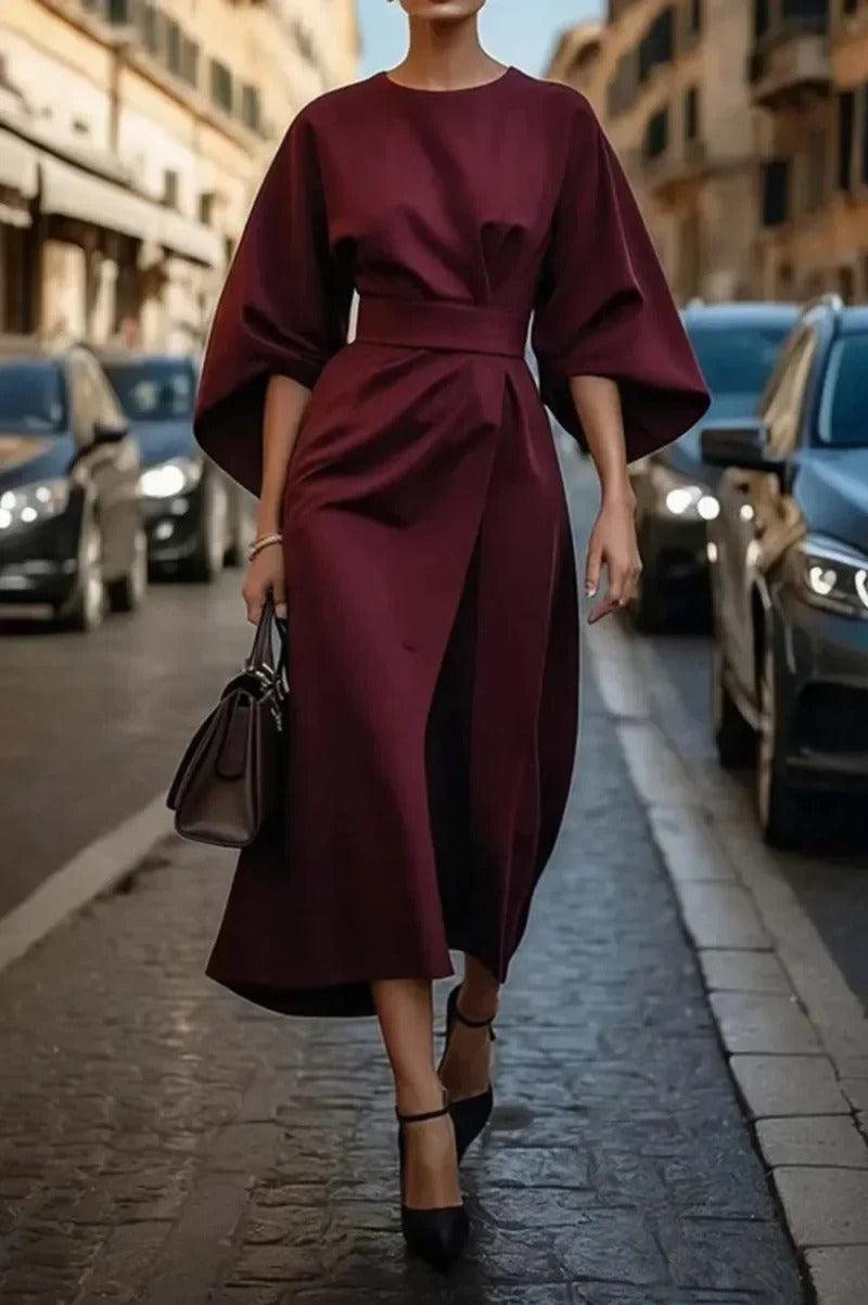 Heidi-Mode | Elegantes Kleid mit Laternenärmeln und Gürtel