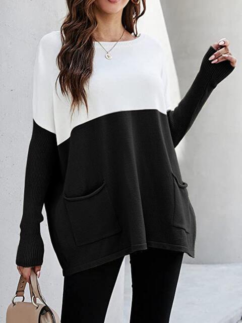 Heidi-Mode | Zwei-Ton Pullover mit Taschen