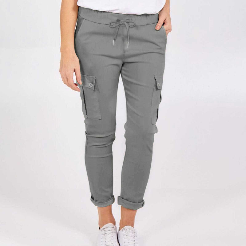 Heidi-Mode | Damen Cargo-Hosen mit Taschen und Kordelzug