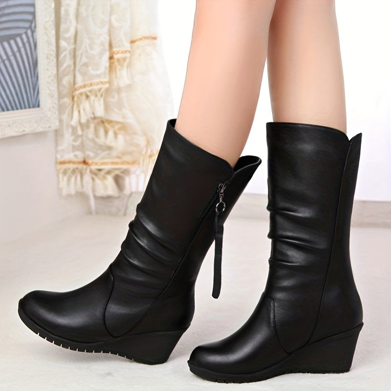 Heidi-Mode – Halbhohe Winter-Keilstiefel für Damen