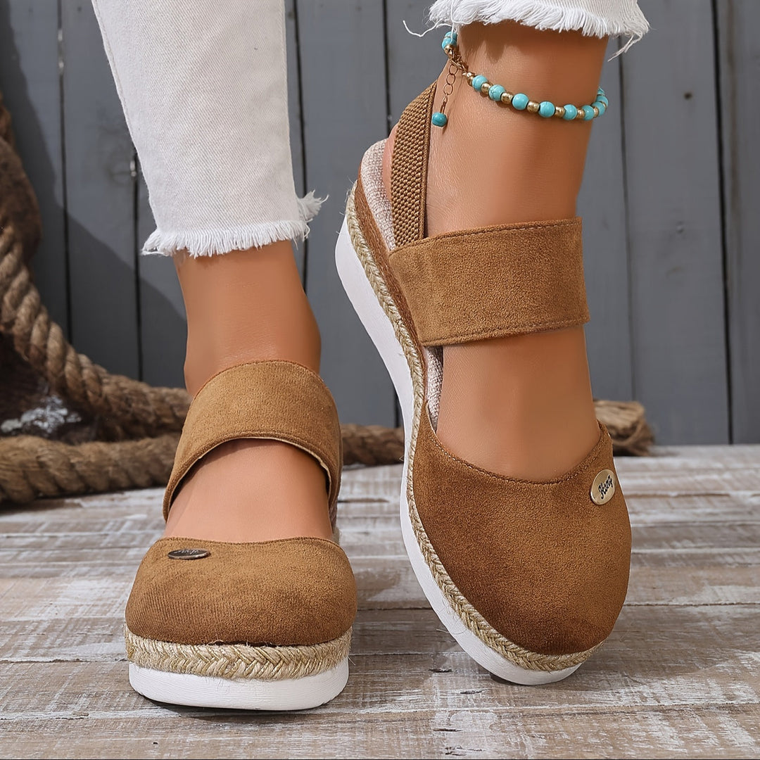 Heidi-Mode | Damen Sandalen Auf Plattform: Rutschfest, Geschlossene Zehe, Elastischer Riemen