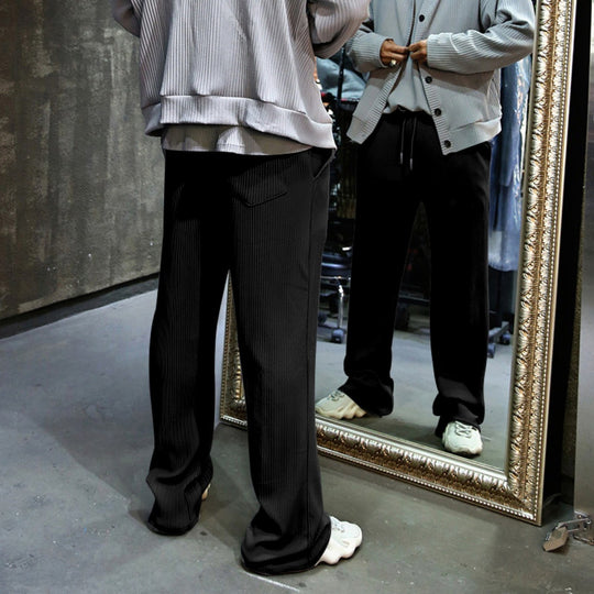 Heidi Mode | Dropping Gestreifte Hose mit hoher Taille und weitem Bein
