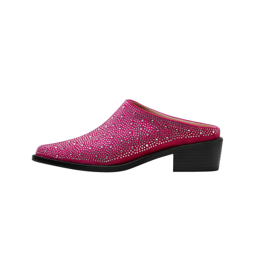 Heidi-Mode | Damenmode Vielseitige Rhinestone Voller Diamant Spitz Zehen Kappe Flach Absatz Quadrat Absatz Sandalen Slippers