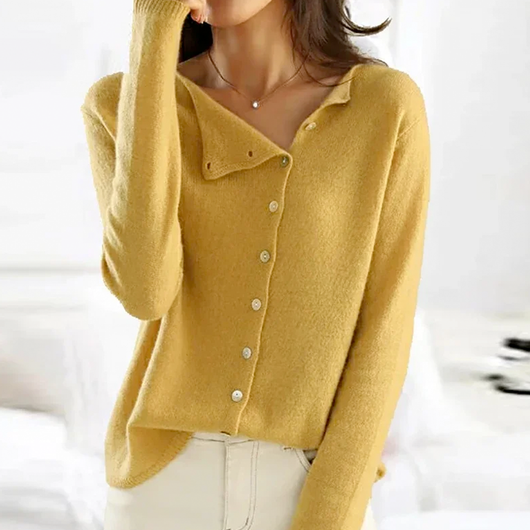 diagonal knop nach oben runder hals cardigan