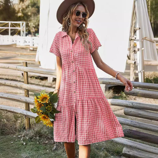 Heidi Mode | Hemdkragen kariertes Kleid
