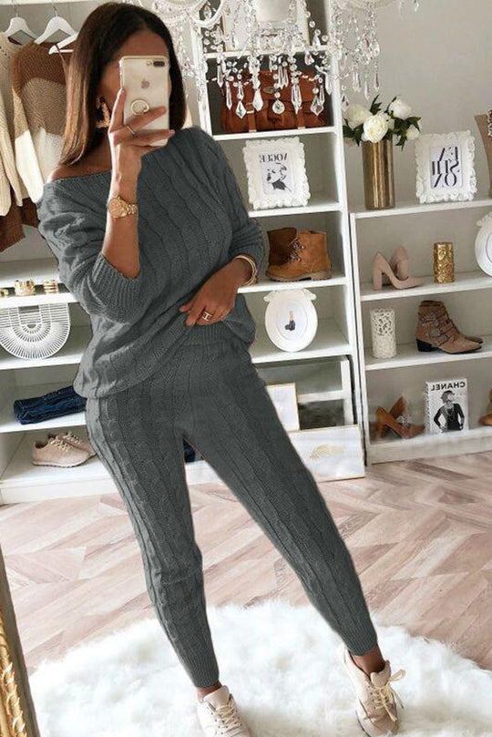 Heidi-Mode | Elevated Comfort Kabelpullover und Slim Fit Hosen Set