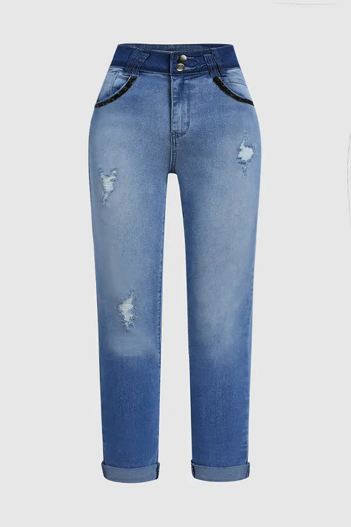 Bequeme hohe Taille Skinny Jeans