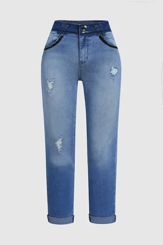 Bequeme hohe Taille Skinny Jeans