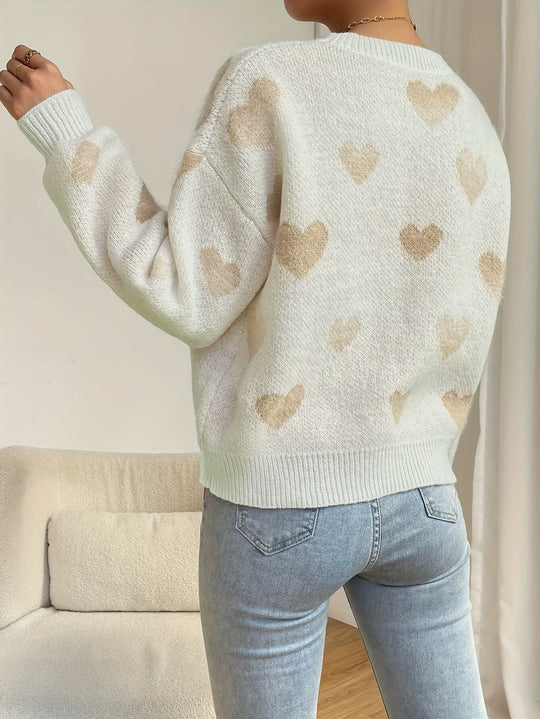 Heidi-Mode - Lässiger Strickpullover mit Herzchen Damen