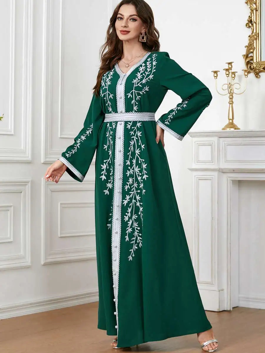 Heidi-Mode | Eid Bestickte Damen Kaftan Kleid Jalabiya