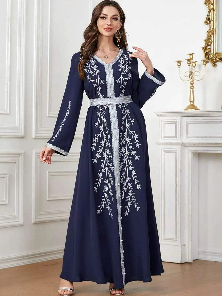 Heidi-Mode | Eid Bestickte Damen Kaftan Kleid Jalabiya
