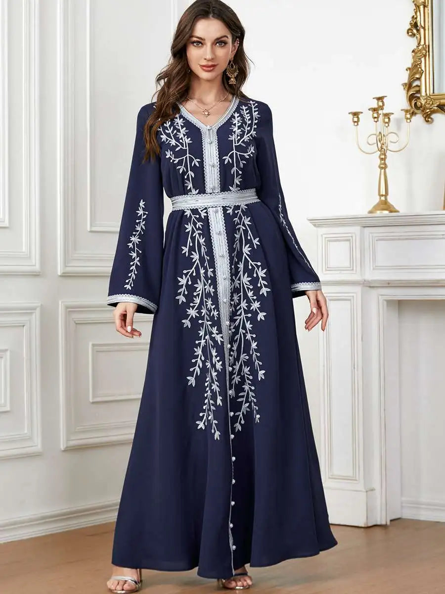 Heidi-Mode | Eid Bestickte Damen Kaftan Kleid Jalabiya