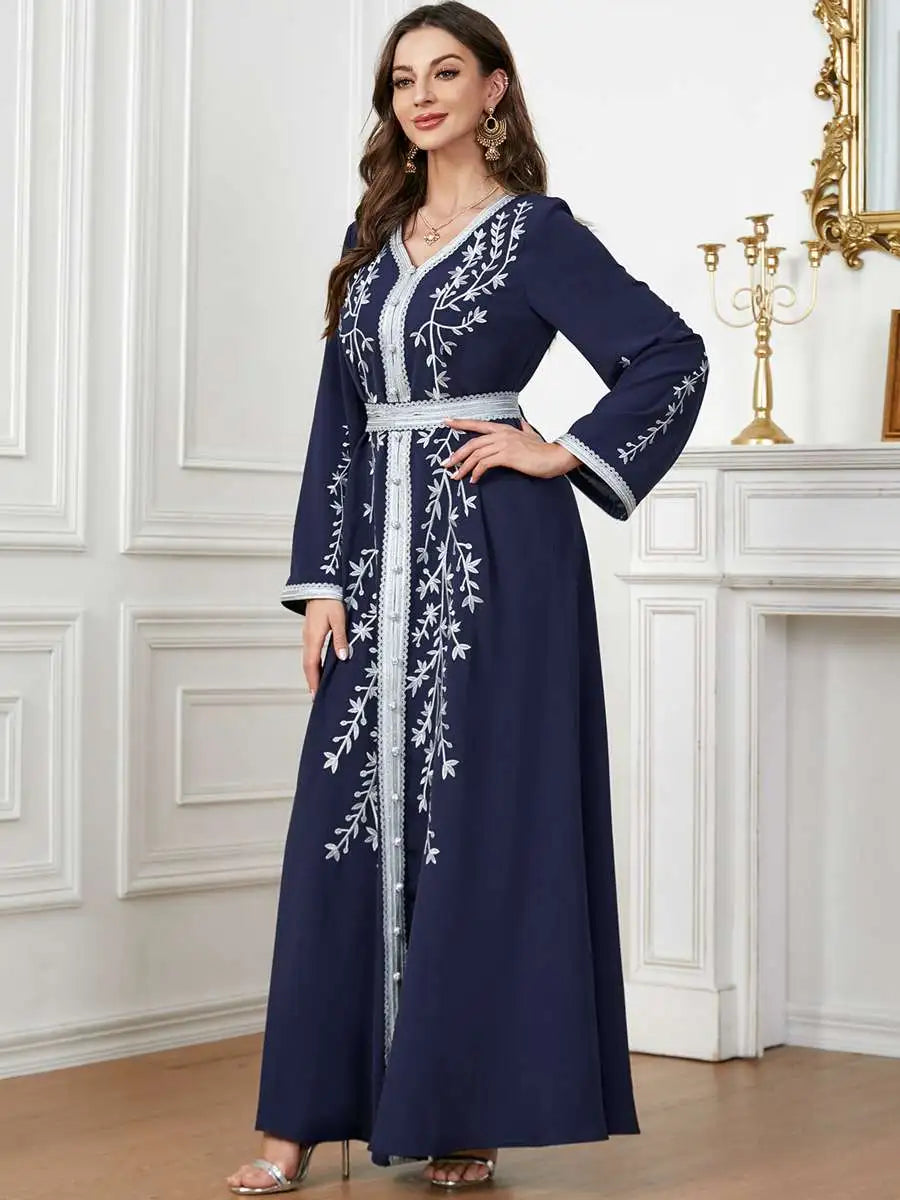 Heidi-Mode | Eid Bestickte Damen Kaftan Kleid Jalabiya