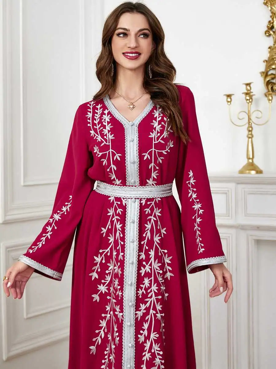 Heidi-Mode | Eid Bestickte Damen Kaftan Kleid Jalabiya