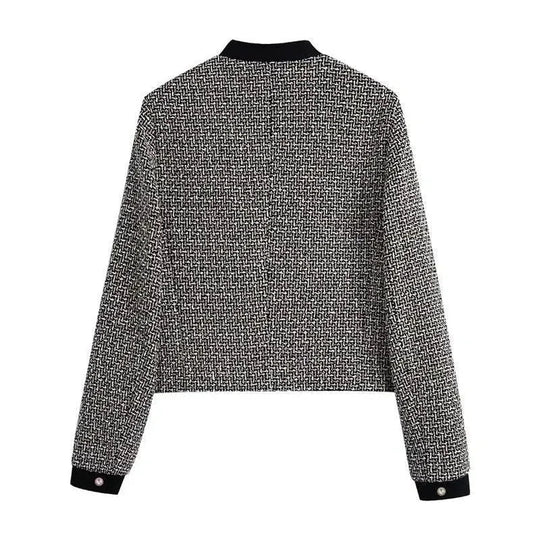 Heidi-Mode | Elegante Schleifen-Bindung Frauen Tweed Jacke