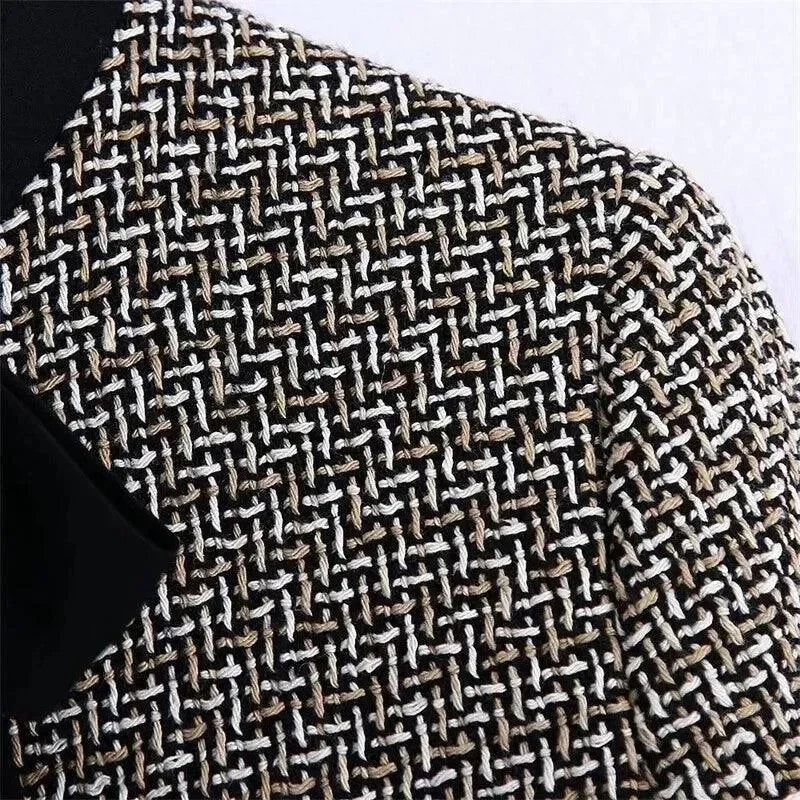 Heidi-Mode | Elegante Schleifen-Bindung Frauen Tweed Jacke