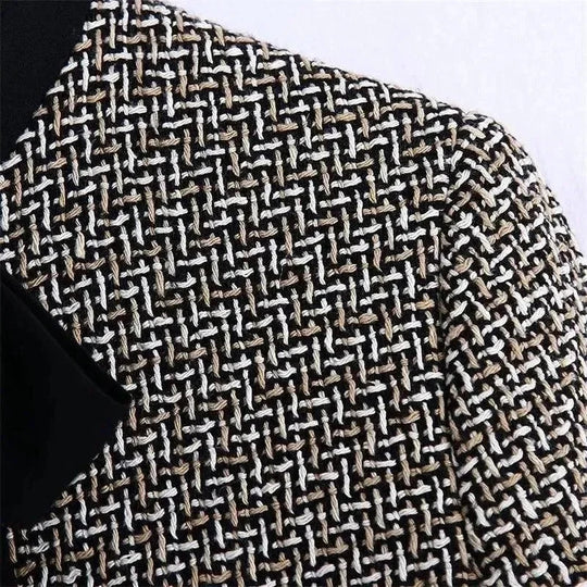 Heidi-Mode | Elegante Schleifen-Bindung Frauen Tweed Jacke