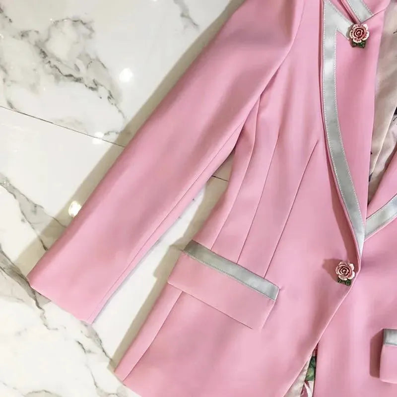 Heidi-Mode | Eleganter Pink Blazer für Frauen - Lässig - Einfarbig