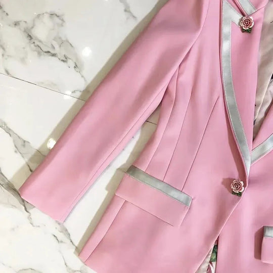 Heidi-Mode | Eleganter Pink Blazer für Frauen - Lässig - Einfarbig