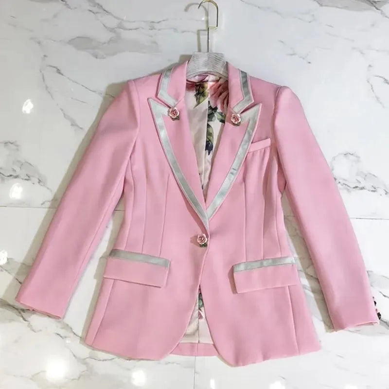 Heidi-Mode | Eleganter Pink Blazer für Frauen - Lässig - Einfarbig