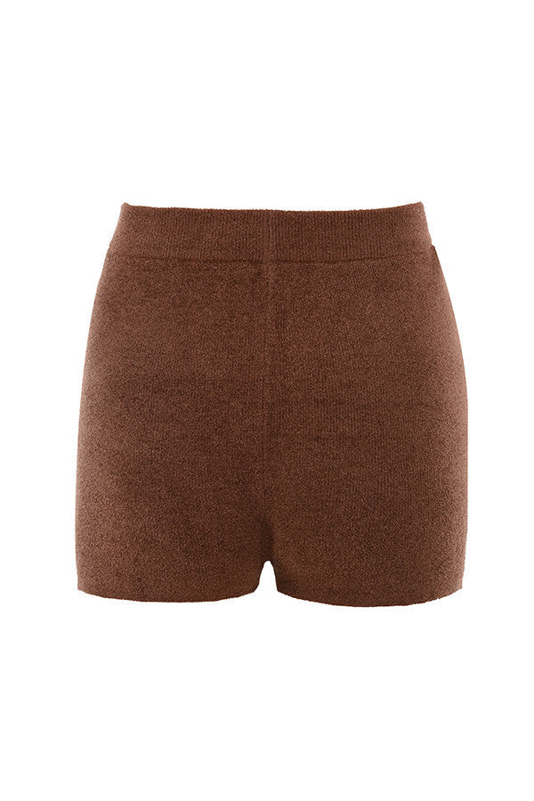 Heidi-Mode | Schokolade Fluffy Crop Top mit Hohe Taille Shorts