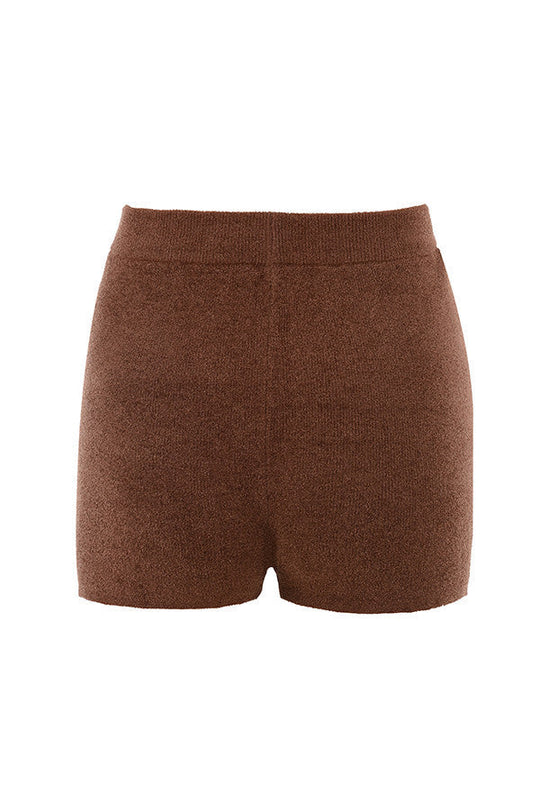 Heidi-Mode | Schokolade Fluffy Crop Top mit Hohe Taille Shorts