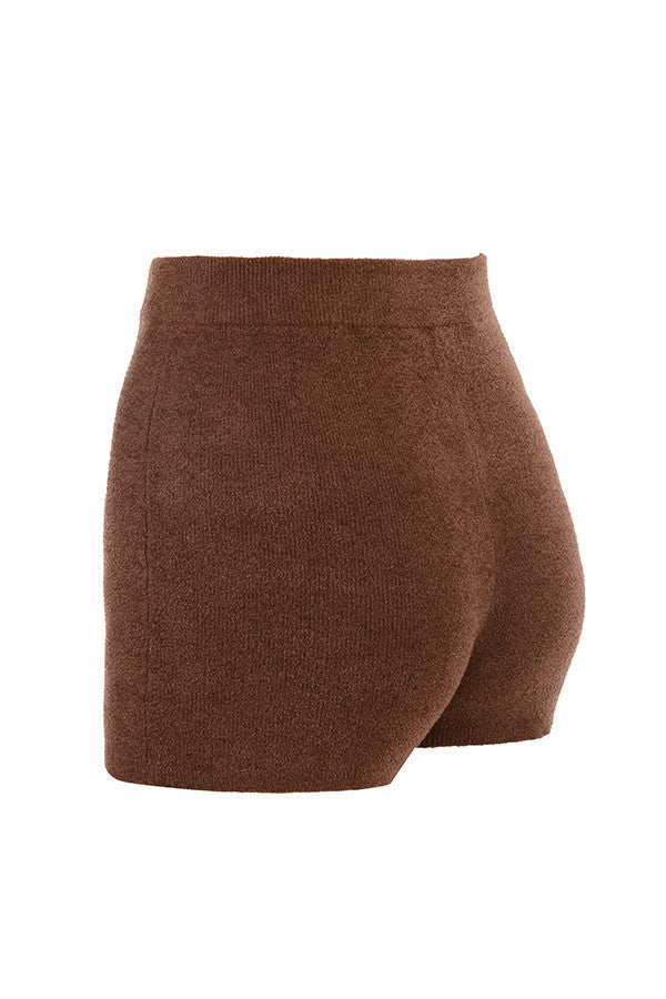 Heidi-Mode | Schokolade Fluffy Crop Top mit Hohe Taille Shorts