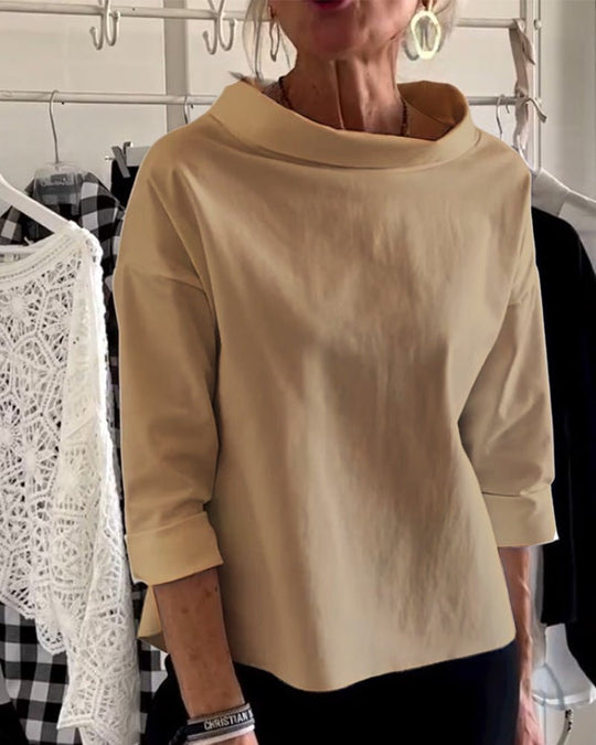 Heidi-Mode | Elegante Bluse mit Lockerem Rollkragen