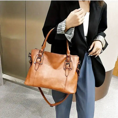 Heidi-Mode – Vintage große Kapazität Handtasche aus weichem Material mit Schulterriemen