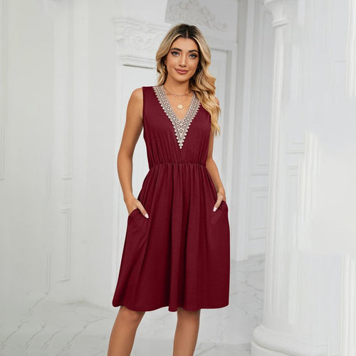 Heidi-Mode | Kurzes Vintage-Kleid Mit V-Ausschnitt Für Damen