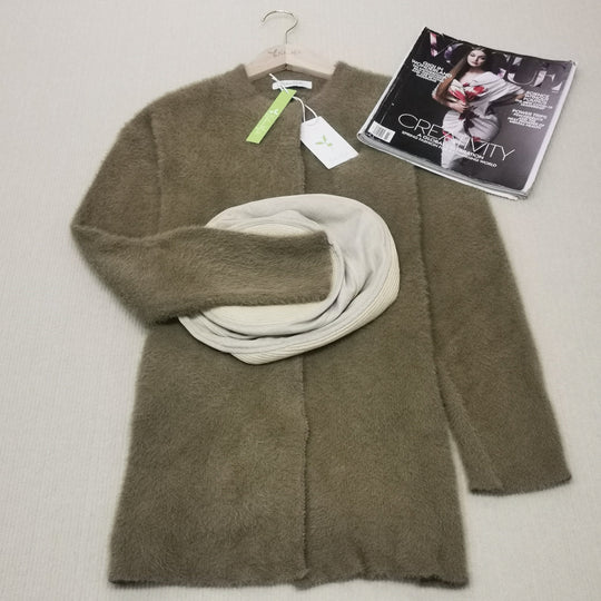 Brauner Kaffee Langarm Strickjacke mit Knopfleiste