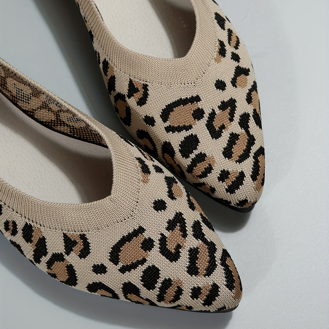 Heidi-Mode | Damen Leopard Ballerinas Punktschritt Auf Licht Ramin