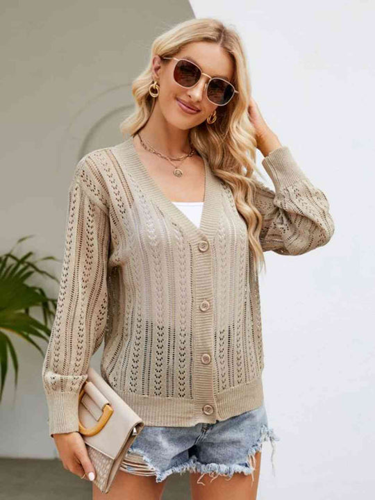 Heidi-Mode | Knopfverschluss Rippenbesatz Cardigan