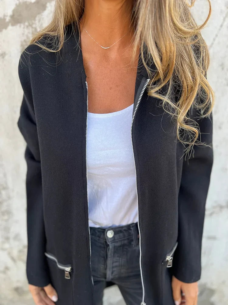 Heidi-Mode | Rundhals-Reißverschluss Langarm Freizeitjacke
