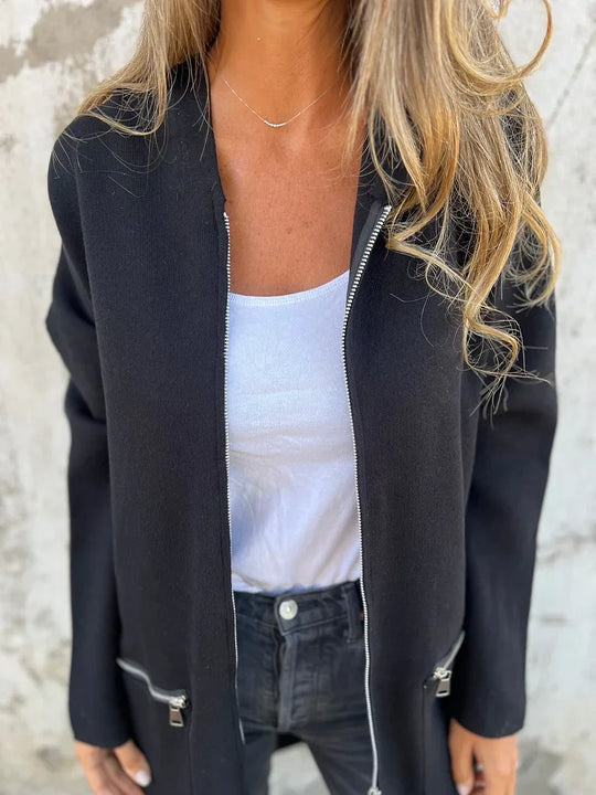 Heidi-Mode | Rundhals-Reißverschluss Langarm Freizeitjacke