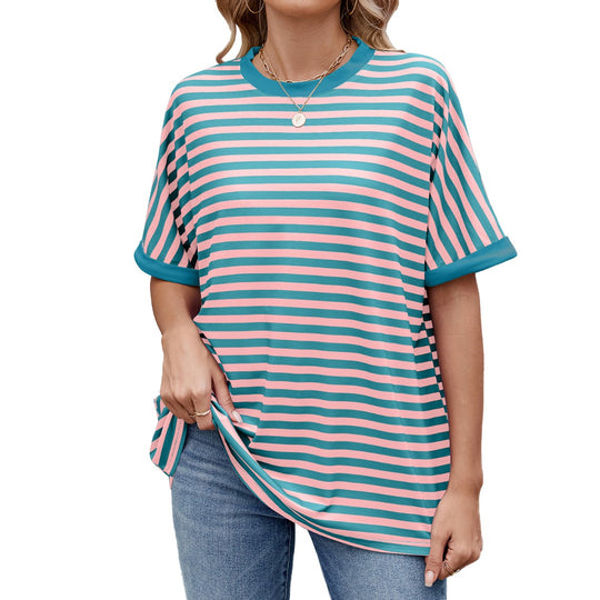 Heidi Mode | Gestreiftes kontrastierendes T-Shirt