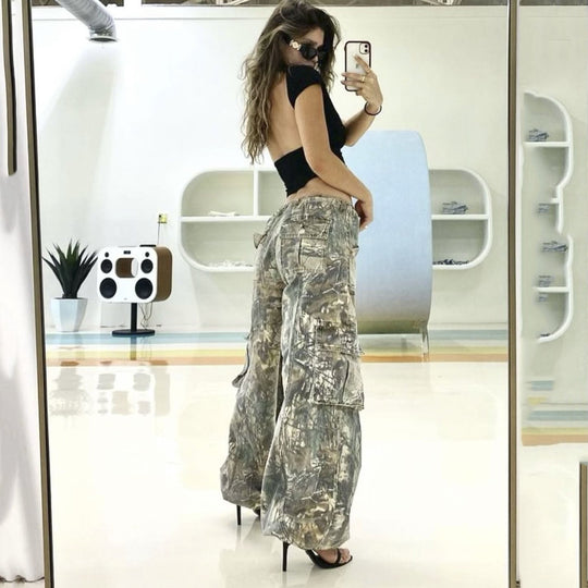 Heidi-Mode | Leichte Camouflage Cargo-Hosen mit Taschen für Den Sommer