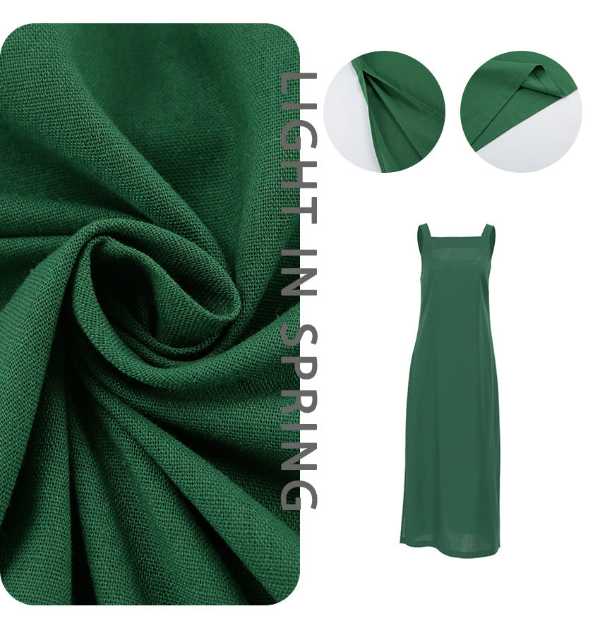 Sandfarbenes Leinenkleid