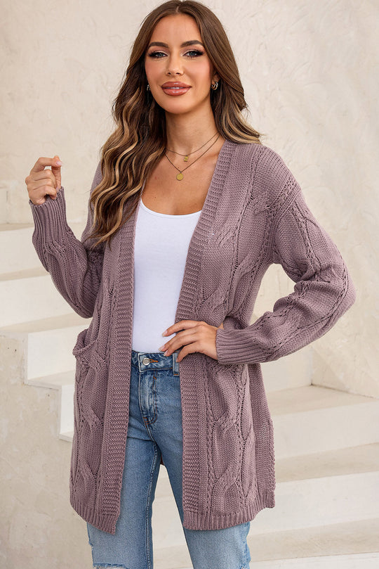 Heidi-Mode | Kabelstrick Fallendes Schulter Cardigan
