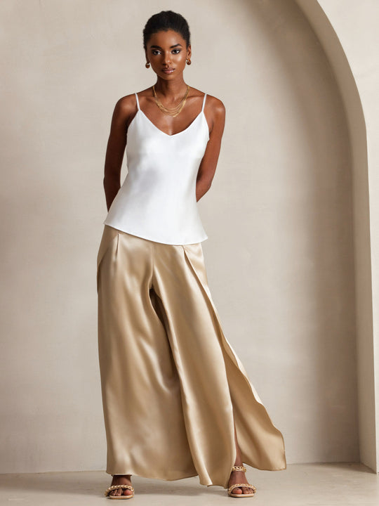 Heidi-Mode | V-Ausschnitt Reine Seide Spaghettiträger Camisole Top