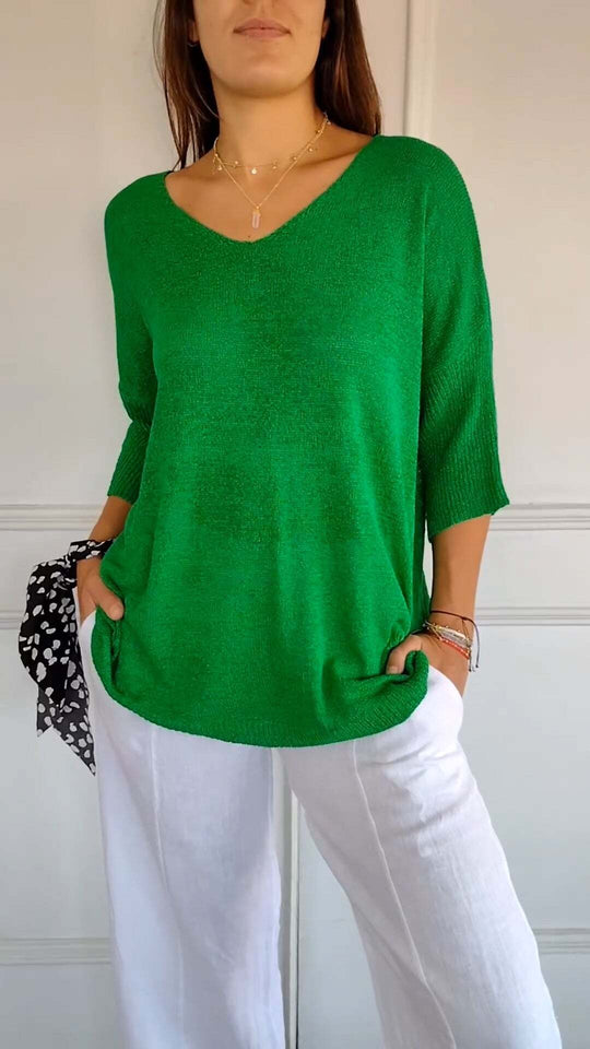 Pullover gestricktes Shirt mit V-Ausschnitt