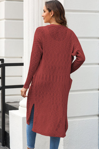 Heidi-Mode | Offene Frontschlitzen Cardigan mit Taschen